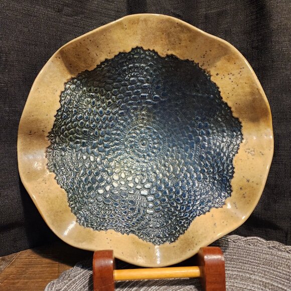 Handmade Ceramic plate with Rustic edge and scale texture. - Picture 5 of 9